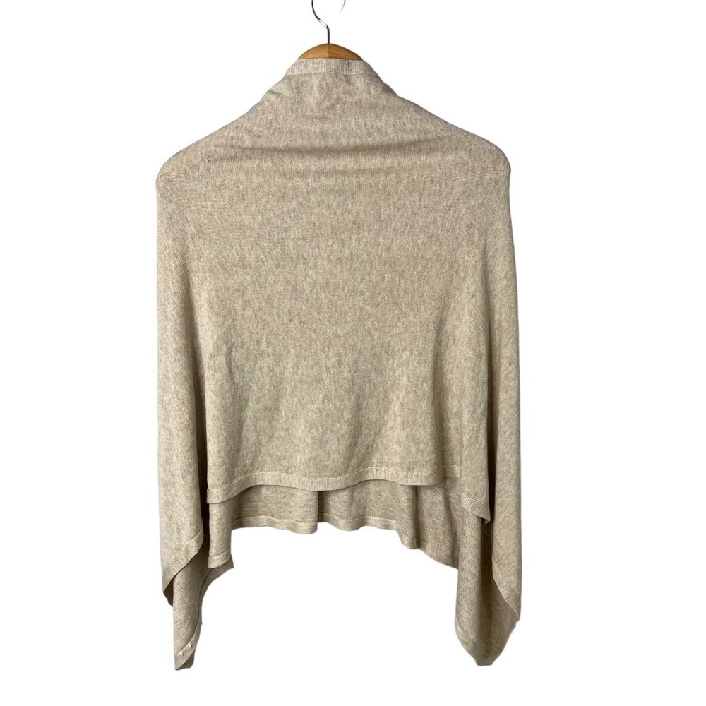 Eileen Fisher Knit Poncho Sweater Tan One Size V Neck Shrug Wrap - Picture 2 of 3